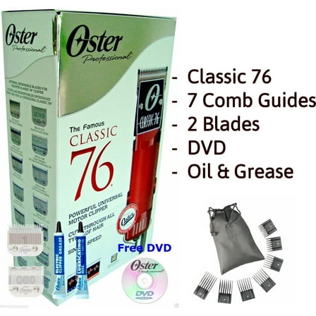 OSTER CLASSIC 76 Professional Hair Clipper 76076-010 -PLUS Universal 7 Comb Set