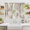 thumbnail image 2 of Abstract Brown Kitchen Curtains 63 Inch Length, Retro Country Rustic Street Oil Paint Art Grommet Top Bedroom Living Room Curtains, Light Filtering Cafe Curtain Drapes 2 Panels Set 104''x63'', 2 of 9