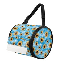 SEANATIVE Sunflower Round Tissue Holder Bag Home Decor Blue Refrigerator Tissue Holder for Kitchen Washable Toilet Paper Protector with Zipper Portable Toilet Paper Storage Holder
