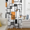 thumbnail image 6 of Orange Geometric Sheer Curtains 63 Inches Long, Black Grey Abstract Striped Modern Art Light Filering Curtains, Breathable Simi Curtain Privacy Drapes for Living Room Bedroom Window Treatment, 6 of 9