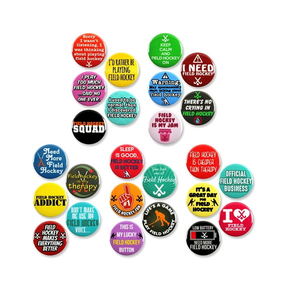 25 Pack - Funny Field Hockey Obsessed Sports Sports Pinback Buttons - 1.5 Inch