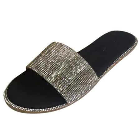 

dmqupv Flip Flop Slippers for Women Flat Casual Roman Women s Indoor&Outdoor Women s Women Bedroom Slippers Size 12 Shoes Black 8