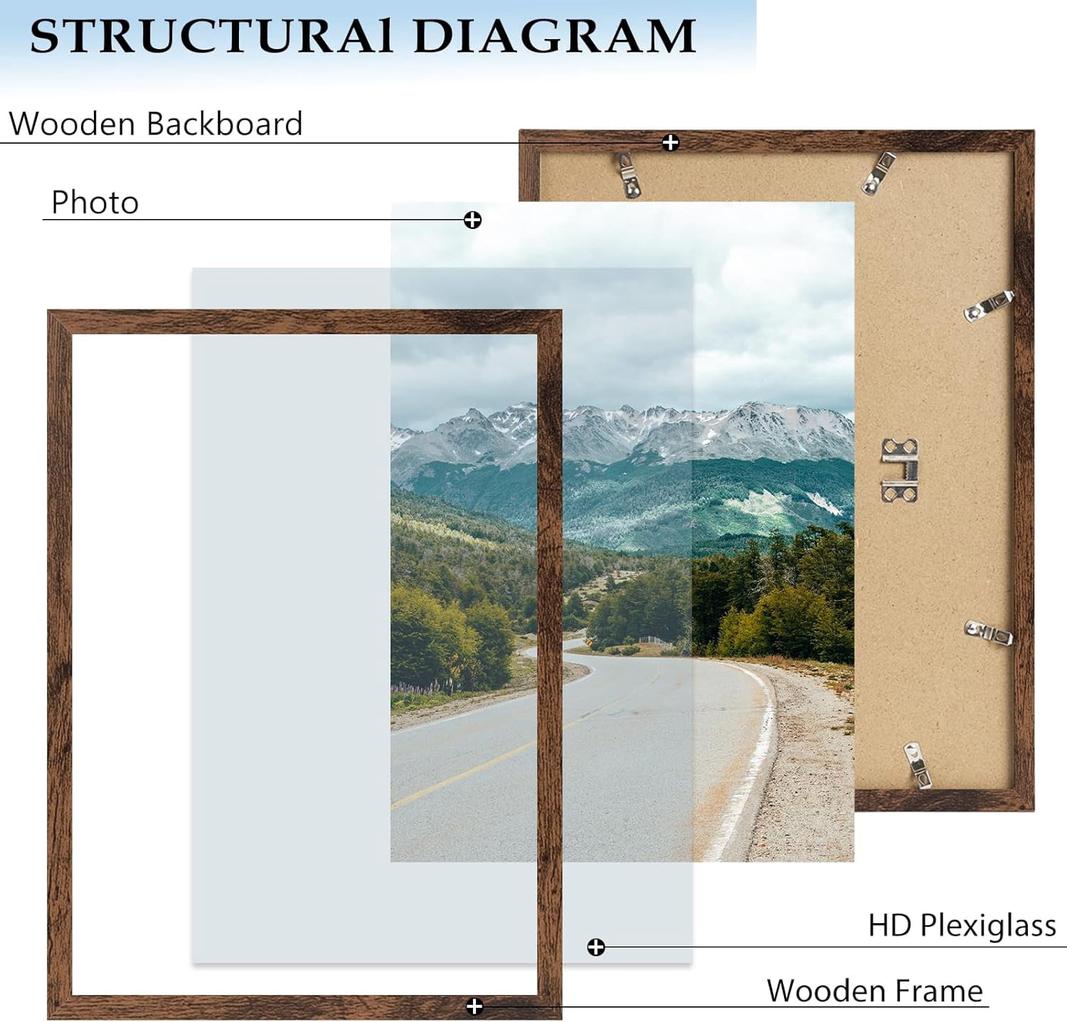 11x15 Picture Frame Deep Brown for Wall Hanging, Wood 11 x 15 Frame Photo Frame for Wall Horizontally or Vertically, Deep Brown, 3 Pack