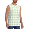 thumbnail image 2 of Fotbe Green Checkboard Men's Camiseta sin Mangas Estampada para Hombres, Playera Casual para Gimnasio, Entrenamiento, Playa-Large, 2 of 7