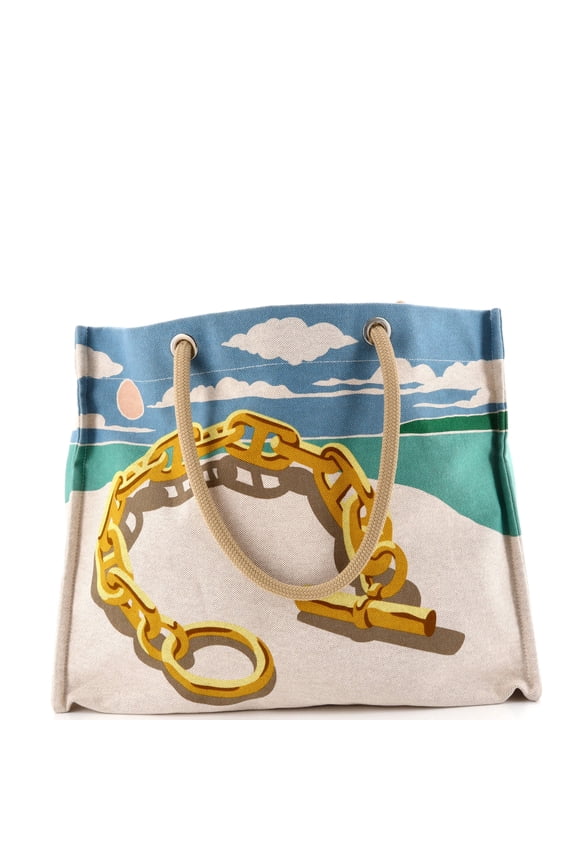 Pre-Owned La Plage Beach Tote Bag Printed Canvas By Rebag