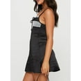 thumbnail image 4 of Women Y2k Mini Dress Tie-up Front Spaghetti Strap Lace Patchwork Bodycon Dress Clubwear, 4 of 7