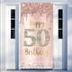 thumbnail image 1 of Banner de puerta para feliz 50 cumpleaños, decoración para mujer, fondo para cartel de puerta de fiesta de 50 cumpleaños en rosa y oro rosa, suministros para posavasos de cumpleaños de cincuenta años, 1 of 5