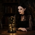 thumbnail image 5 of Halloween Skeleton Decorations, 8 Inch Light Up Halloween Decorations with Warm Fairy Lights, Gothic Halloween Decor Glass Cloche with Base for Indoor Home Party Table Display, 1, 5 of 6
