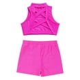 thumbnail image 4 of IEFIEL Kids Girls Sleeveless Criss Cross Back Crop Top with Shorts Swimsuit Beach Pool Party Swimming Bathing Suit Hot Pink 6, 4 of 7