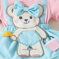 thumbnail image 5 of mgoYE Newborn Baby Girl Romper Dress Short Sleeve Cute Bear Embroidery Bodysuit Dress Headband Infant Summer Clothes(Pink,6-9 Months), 5 of 9