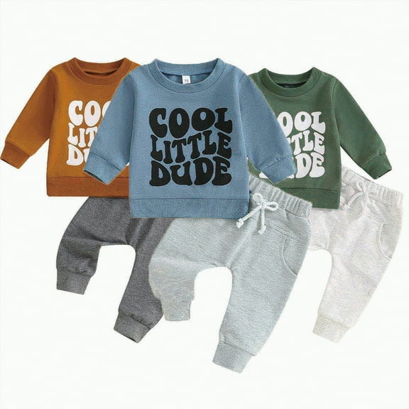 Towmus Baby Boy Clothes Fall 6 12 18 24 Months Football Long Sleeve Pullover Tops & Pant Sets Toddler Winter Outfits