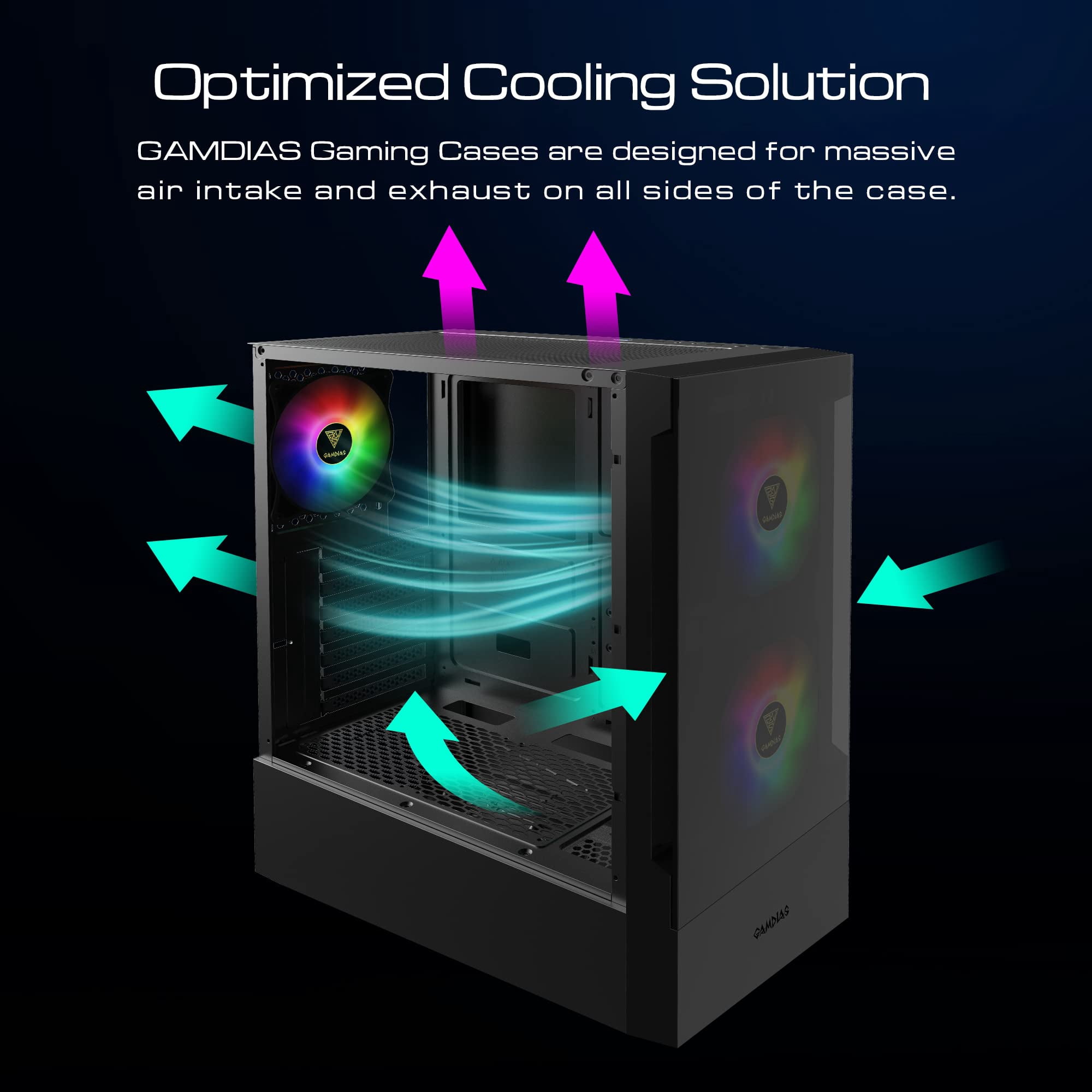 TALOS E3, ATX PC Case, Black Gaming Case with 3 Built-in 120mm ARGB Fans, Tempered Glass Panels by Gamdias
