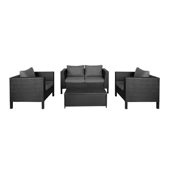 WestinTrends 4-Piece Outdoor Patio Modern Conversation Sofa Set with Back Cushions, Black/Gray