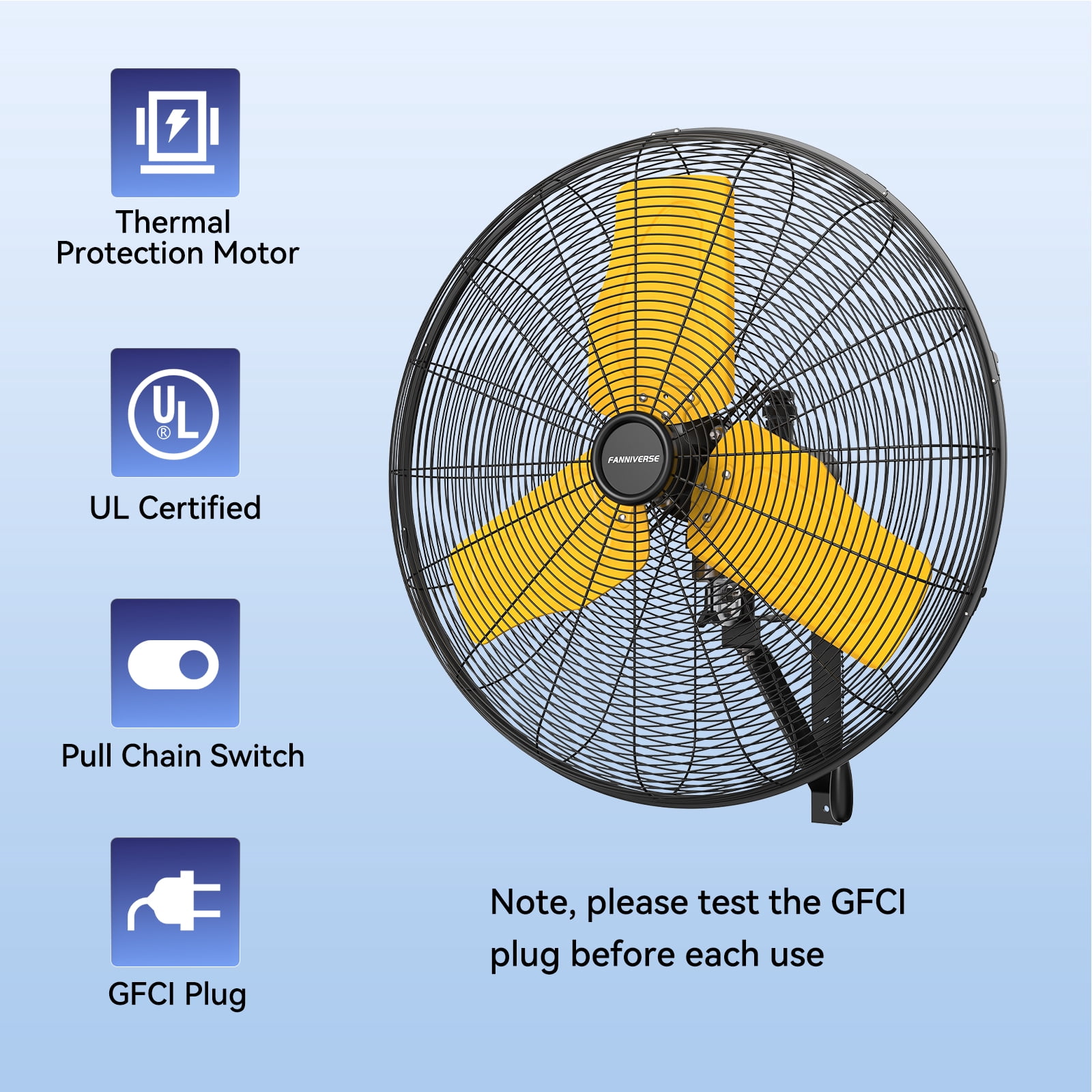 24 Inch 9500 CFM Waterproof Wall Fan Pro Series - Outdoor High Velocity Wall Mount Fan with Enclosed Motor for Residential, Warehouse, Patio, Shop, Garage, Barn UL Safety Listed