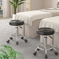 thumbnail image 4 of Fogcroll Round Rolling Stool Chair Faux Swivel Bar Stools Leather Cushioned Office Shop Stool, With Metal Frame Height Adjustable Shop Stool 360-Degree Swivel with Wheels Office Chair, 4 of 13
