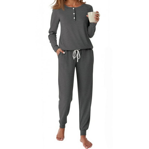 Fantaslook Pajamas Sets for Women Casual Lounge Set Long Sleeve Two Piece Set Buttom Down Shirts and Pants with Pockets Oufits
