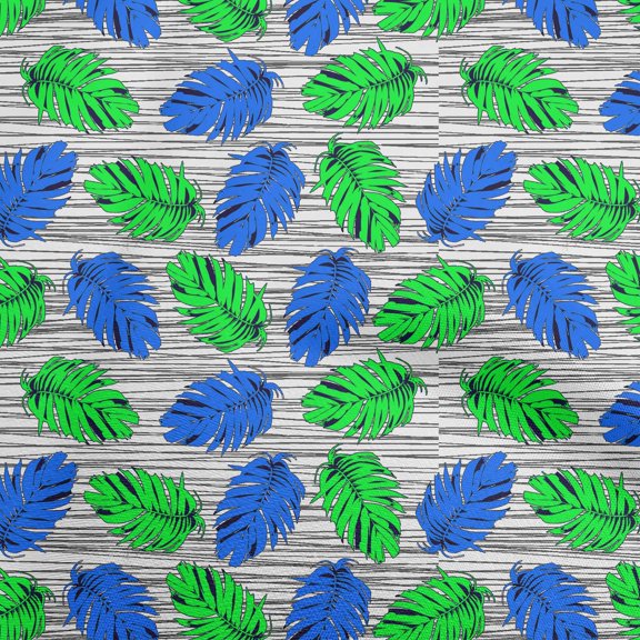 oneOoneRayonDarkBlueFabricTropicalLeafWithStripeTextureDiyClothingQuiltingFabricPrintFabricByYard56InchWide