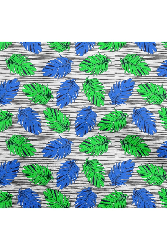 RayonDarkBlueFabricTropicalLeafWithStripeTextureDiyClothingQuiltingFabricPrintFabricByYard56InchWide