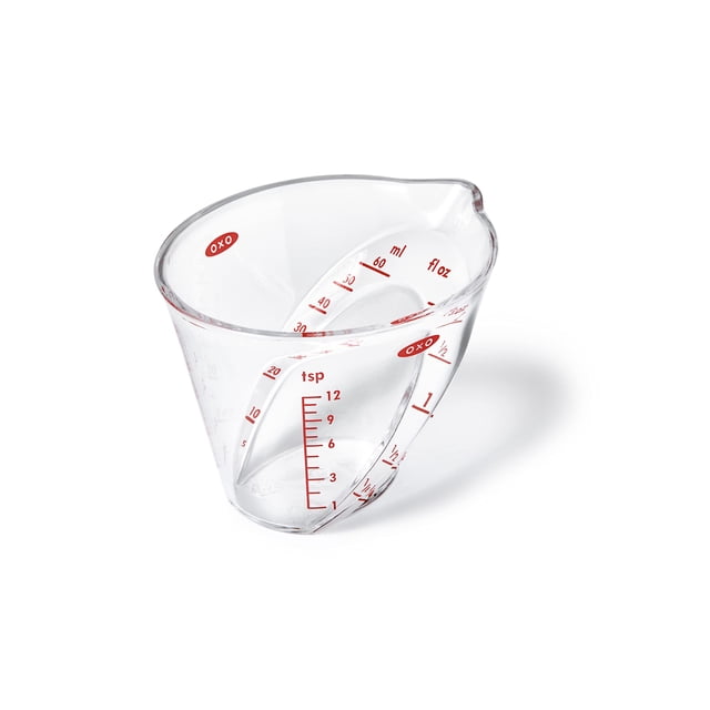 Jarra medidora OXO Good Grips Mini angulada de 60 ml, transparente y roja