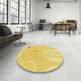 thumbnail image 4 of Ahgly Company Machine Washable Indoor Round Transitional Bold Yellow Area Rugs, 4' Round, 4 of 7