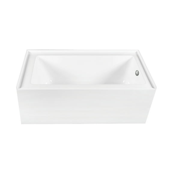 Aqua Eden CVTDE603122R8 60" Acrylic Rectangular 3-Wall Alcove Tub, Right Hand Drain, Glossy White/Brushed Nickel