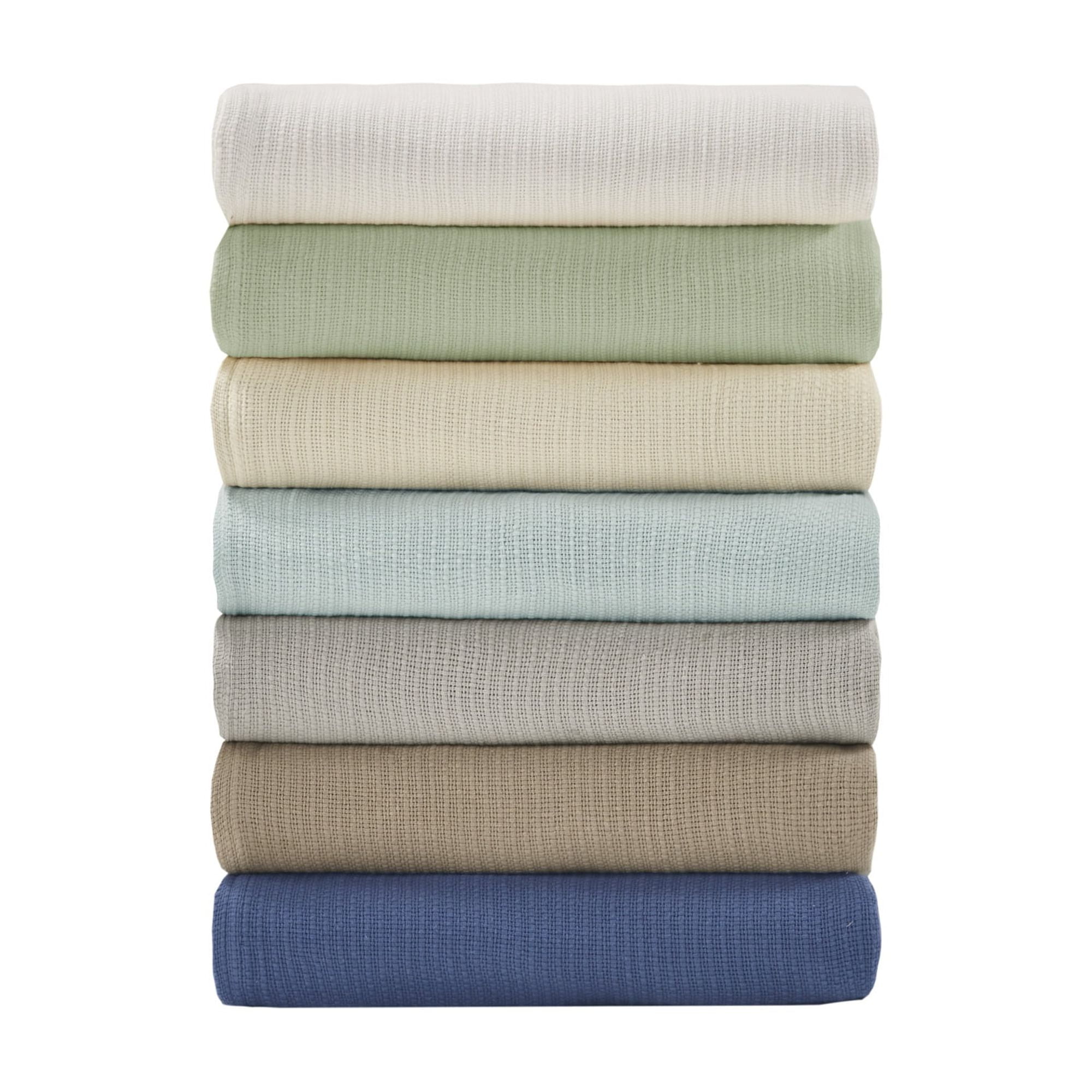 Home Essence Knit Freshspun Basketweave Cotton Blanket, 90x90, Full/Queen, Beige