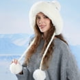 thumbnail image 2 of Oalirro Winter Pompom Beanie Hats for Women Christmas Gifts Fluffy Knit Womens Beanie Faux Fur Crochet Skull Cap Warm Bucket Outdoor Ear Cover, 2 of 4