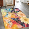 thumbnail image 3 of 3'x5' Area Rugs, Colorful Spring Floral Indoor Outdoor Area Rug for Living Room Bedroom, Summer Botanical Dragonfly Watercolor Washable Bathroom Rugs Kitchen Floor Carpet Mats Home Decor Aesthetic, 3 of 8