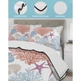 thumbnail image 4 of Quilts Twin Size Bedding Set, Red Blue Coastal Lightweight Quilted Comforter, Coral Conch Starfish Nautical Ocean Soft Reversible Bedspread Coverlet with Pillow Covers for All Season, 68" x 86", 4 of 7