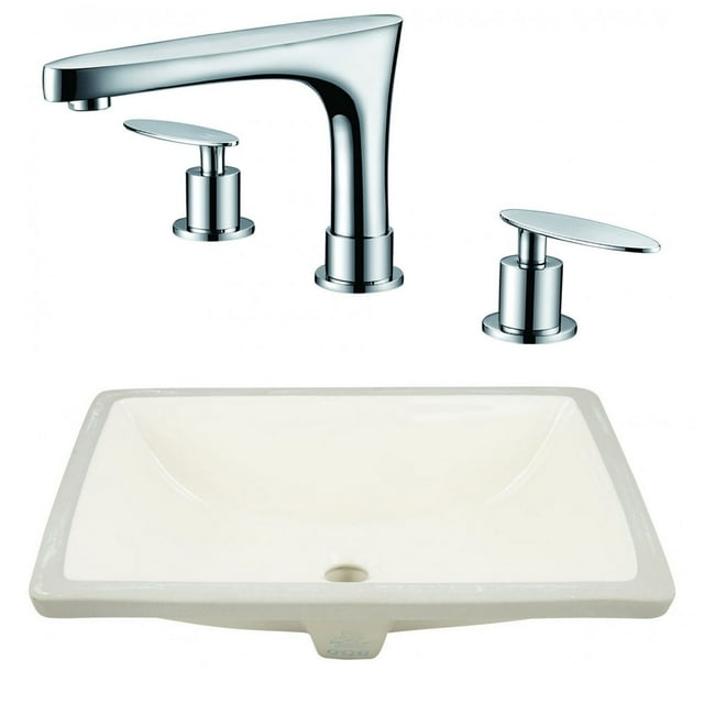 20.75-in. W CSA Rectangle Bathroom Undermount Sink Set In Biscuit - Chrome Hardware AI-23075