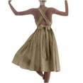 thumbnail image 2 of Summer Dresses for Women Plus Size, Womens Summer Sexy Strap Pleated Solid Sleeveless And Linen Backless Strapless Dress(Khaki,XL), 2 of 8