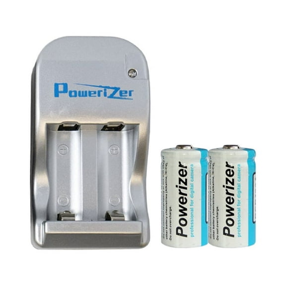 2 x 3.6 Volt Powerizer RCR123A Lithium Ion Batteries (650 mAh)   2 Bay Powerizer Smart Charger Charger