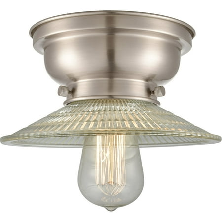 

Brushed Satin Nickel Tone Flush Mounts 9 Wide Steel/Glass Medium Base LED 1 Light Fixture