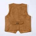 thumbnail image 4 of WUXIAN Boys Tops Retro Cowboy Vest Suede Leather Party Style V Neck Casual Western Vest Vintage Waist Coat Kids Stylish Top, 4 of 9