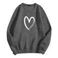 thumbnail image 1 of toraway Sweat à Manches Courtes pour Femmes Mode Chandail en Molleton Chaud Décontracté à Manches Longues Col Rond Doux Imprimé Amour Chandails en Molleton d'Hiver pour Dames S, 1 of 3