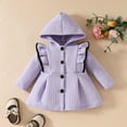 thumbnail image 2 of Hpgjzj Infant Girls Ruffle Long Sleeve Warm Waffle Coat Baby Girls Hooded Trench Coat Single Breasted Dress Coats, 2 of 7
