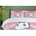 thumbnail image 4 of Ambesonne Feminine Duvet Cover Sets, Rainbow Music Notes, 2-Queen, Yellow and Pink, 4 of 7