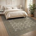 thumbnail image 3 of ODIKA 8'x10' Washable Area Rug Non-Slip Chair-Friendly Mat Beige Dining Faded Interlocking Traditional Ornamental Cover for Dining Room, Large Office, Lounge, 3 of 7