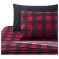 thumbnail image 2 of Ultra Soft Silky Deep Pocket Rich Printed Bedding Rayon from Bamboo All Season 6 Pieces Sheet Set with 4 Pillowcases, Red Black Plaid Pattern Queen Size, 2 of 8
