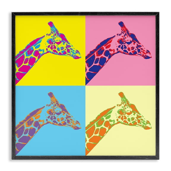 Stupell Industries Modern Pop Style Giraffes Black Framed Giclee Art, 12 x 12, by Daniel Sproul