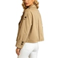 thumbnail image 6 of TGSLY Women's Fall Cropped Trench Coats Lightweight Notched Lapel Double Breasted Button Jacket Casual Solid Color Long Sleeve Outerwear with Pockets S, 6 of 10