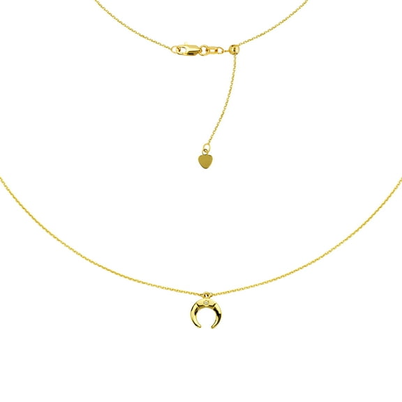 Half Moon Choker 14k Yellow Gold Necklace, 16" Adjustable