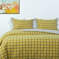 thumbnail image 5 of Washed Cotton Queen (90" x 90") Ruffled Duvet Cover Set 3 Pieces (1 Duvet Cover + 2 Pillow Shams) Ultra Soft and Breathable Comforter Cover Set with Zipper Closure Mustard Yellow Plaid, 5 of 7