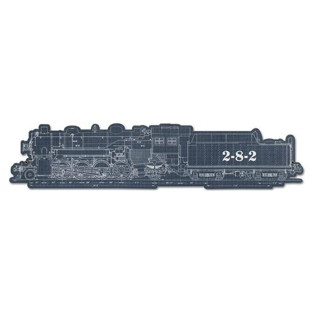 Train Bleu Imprimé 2-8-2 Plasma Métal Signe - 32 x 7 Po.