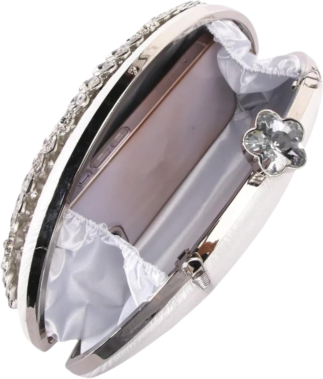 Rhinestone Clutch Evening Purses for Women Fan-shaped Crystal Diamond Wedding Handbag Crossbody Bag for dance Prom Party