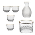 thumbnail image 2 of TISHITA Japanese Sake Glass Set Sake Pot Set Multifunctional Creative Home Use Warmer Hammered Texture Decanter for Buffet Table gold edge, 2 of 8
