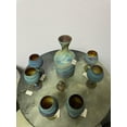 thumbnail image 4 of Handblown Swirl of Turquoise/Blue Decanter & Goblets Set, Phoenician Wine Glass, Set of 7, Multiple Designs , Hebron Glass, Gift, 4 of 6