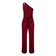 thumbnail image 5 of Kaemgyyd Formal Jumpsuit for Women One-Shoulder Cutout Elegant Clubwear Long Straight Pants Romper for Party with Belt, 5 of 6
