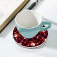 thumbnail image 5 of Round Drink Coasters, 1 Pcs 5 Point Star Santa on Red Black Buffalo Plaid Absorbent Ceramic Coaster with Cork Base for Coffee Cups Housewarming Gift for Home Decor, 5 of 6