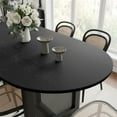 thumbnail image 5 of MAYEERTY Wood Oval Dining Table, Mid-Century Modern Dining Table with Rattan Legs, 67"x33.5"x30", Black, 5 of 9